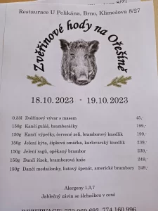 Výroba menu do restaurace v Ořešíně