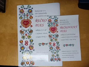 Letáky na Řečkovický ples s lidovými motivy