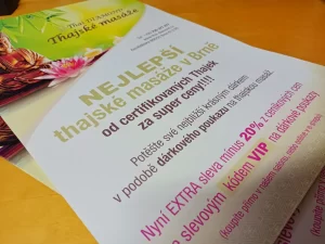 Leták pro thajské masáže v Brně