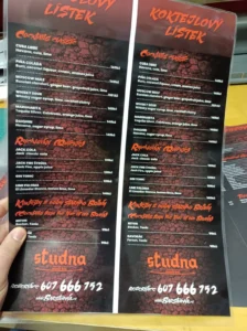 Nápojové lístky s laminací pro Studna klub v Brně