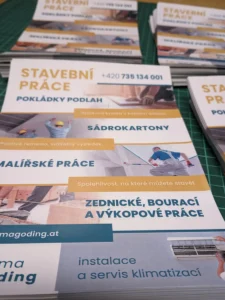 Letáky A5 na prémiovém papíru pro stavbní firmu z Brna